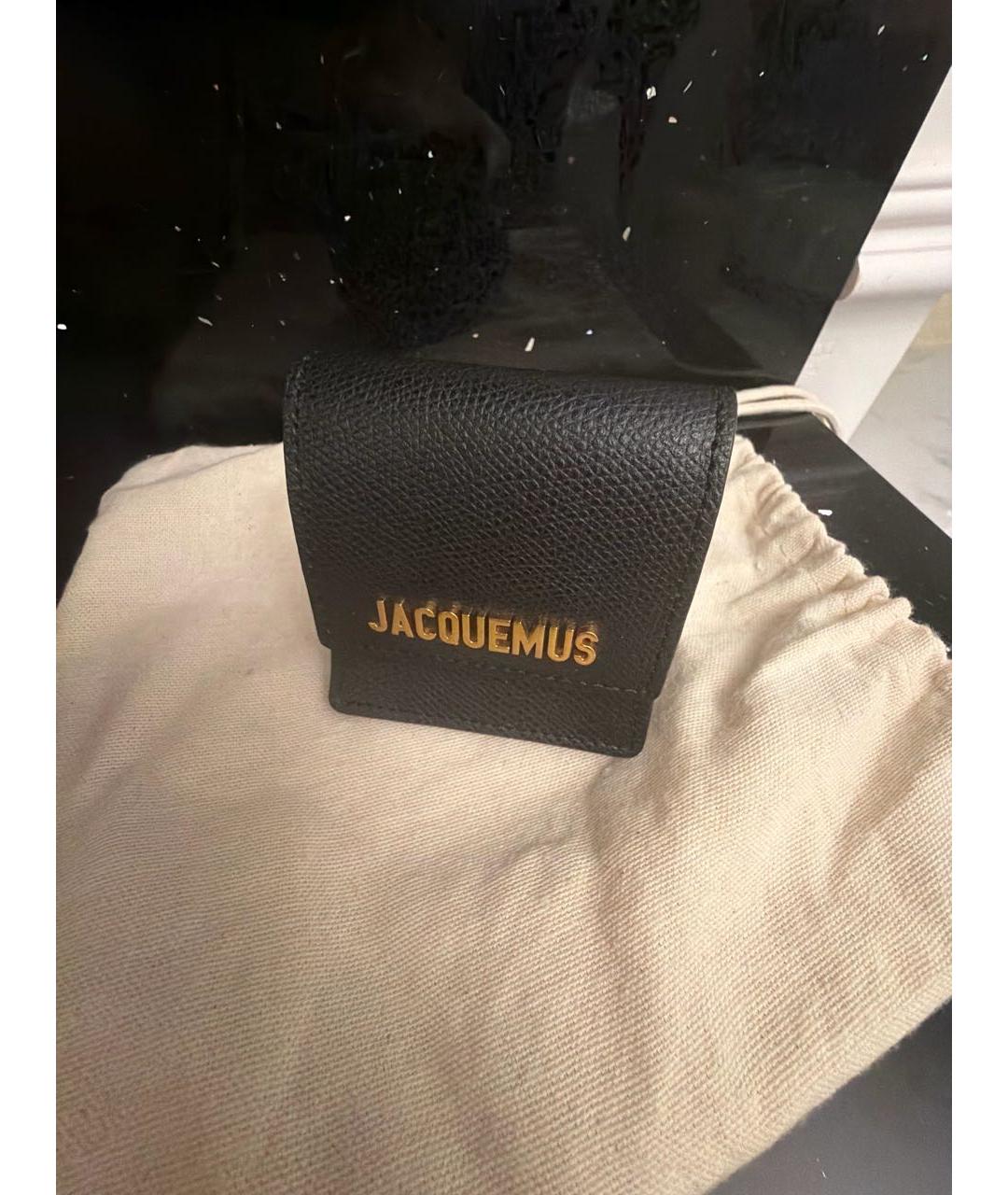 JACQUEMUS Черный кожаный браслет, фото 4