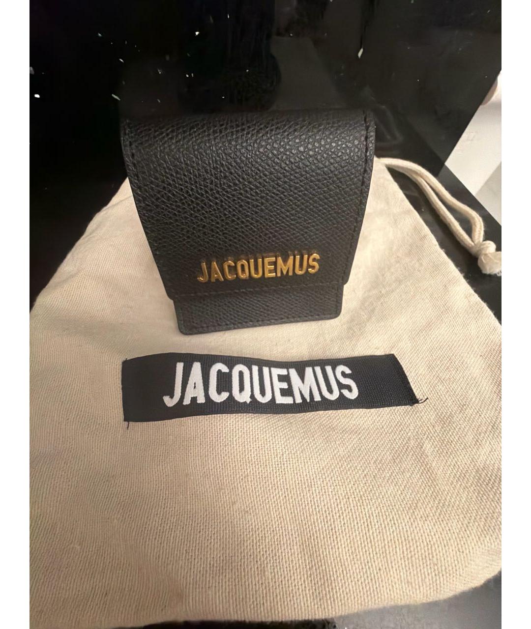 JACQUEMUS Черный кожаный браслет, фото 9
