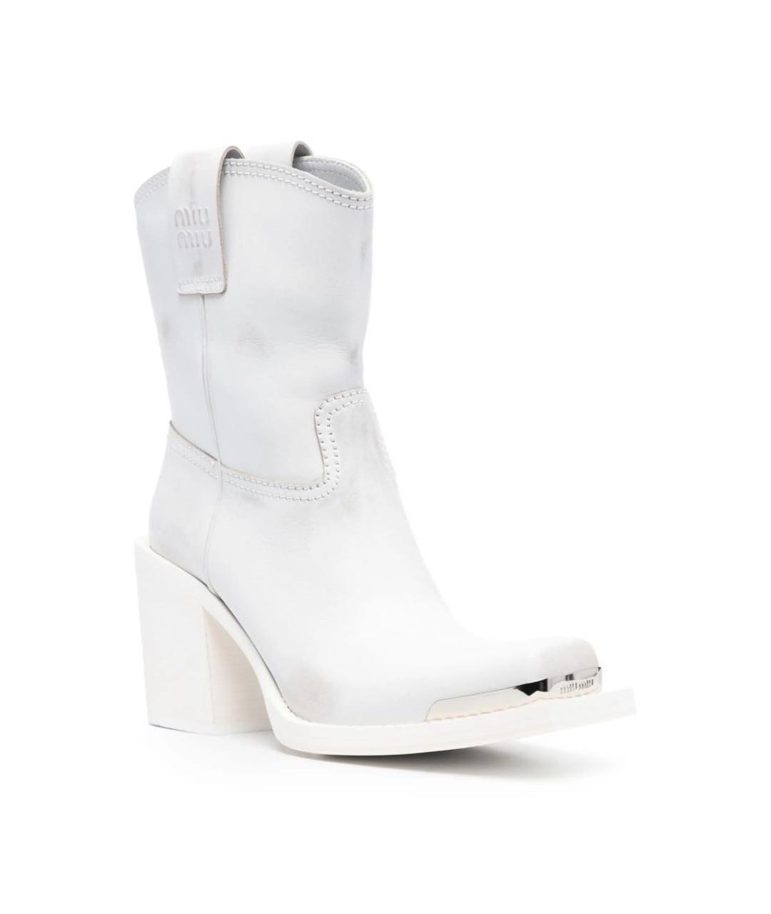 MIU MIU Серые кожаные сапоги, фото 5