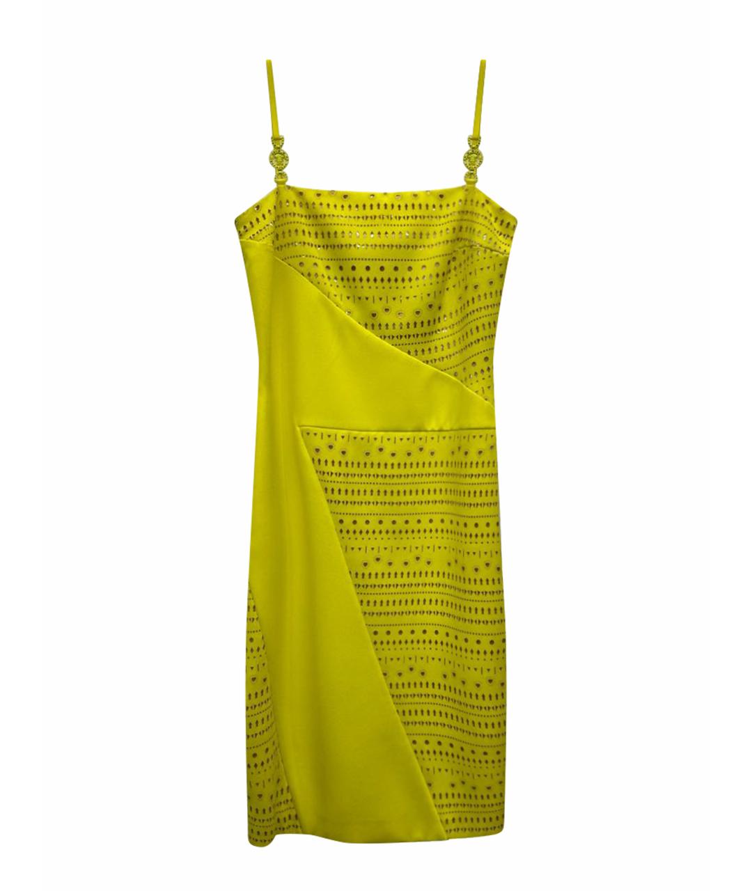 VERSACE Желтое полиэстеровое коктейльное платье, фото 1