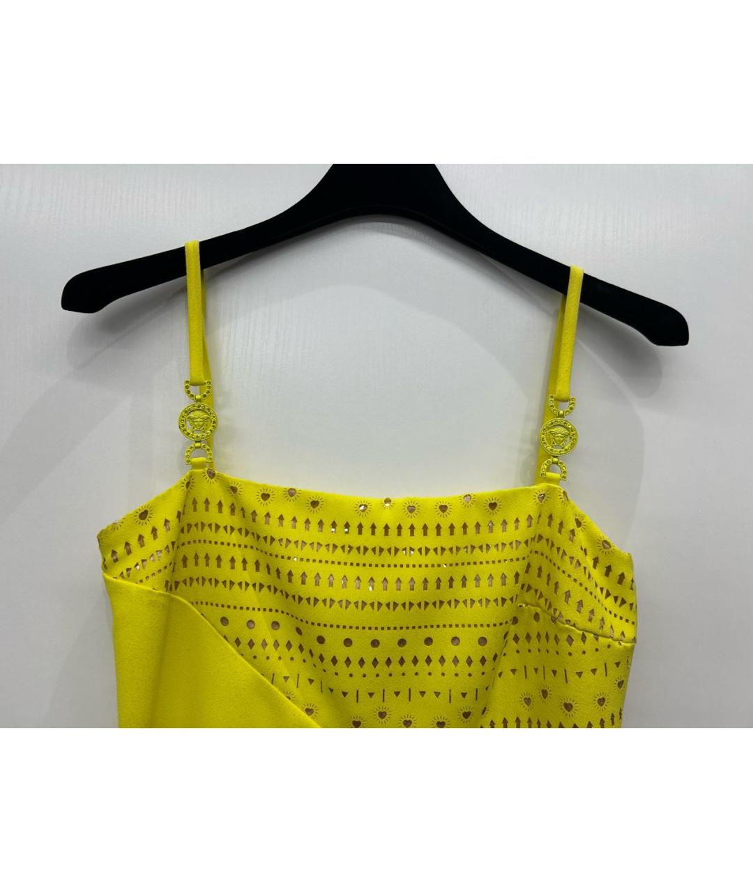 VERSACE Желтое полиэстеровое коктейльное платье, фото 4