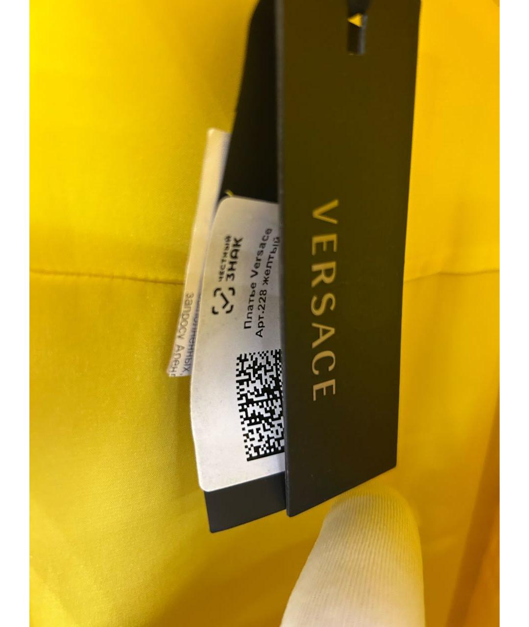 VERSACE Желтое полиэстеровое коктейльное платье, фото 5