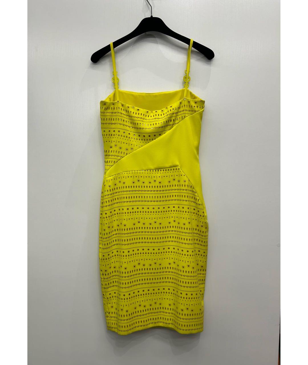 VERSACE Желтое полиэстеровое коктейльное платье, фото 2