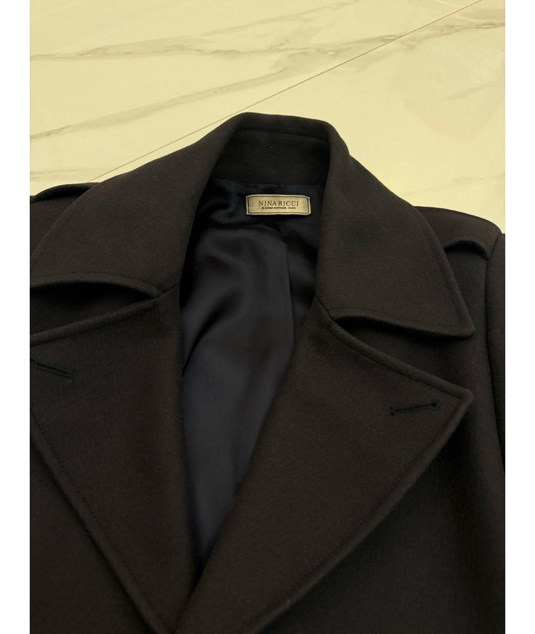 NINA RICCI Темно-синее шерстяное пальто, фото 6