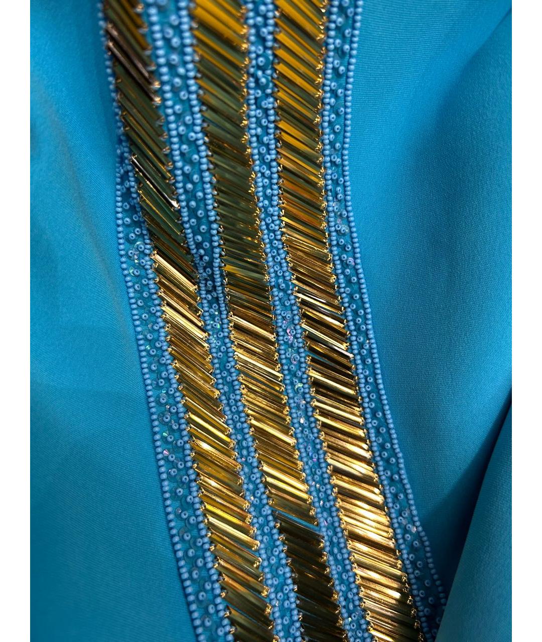 VERSACE Бирюзовое шелковое коктейльное платье, фото 8