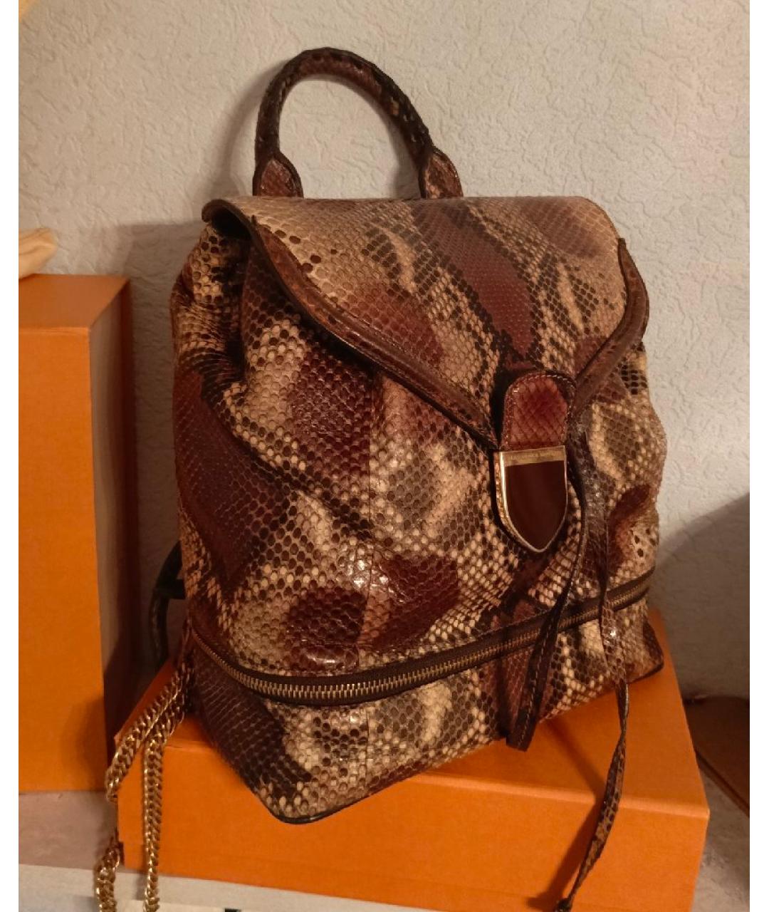 ALEXANDER MCQUEEN Коричневый рюкзак из экзотической кожи, фото 2