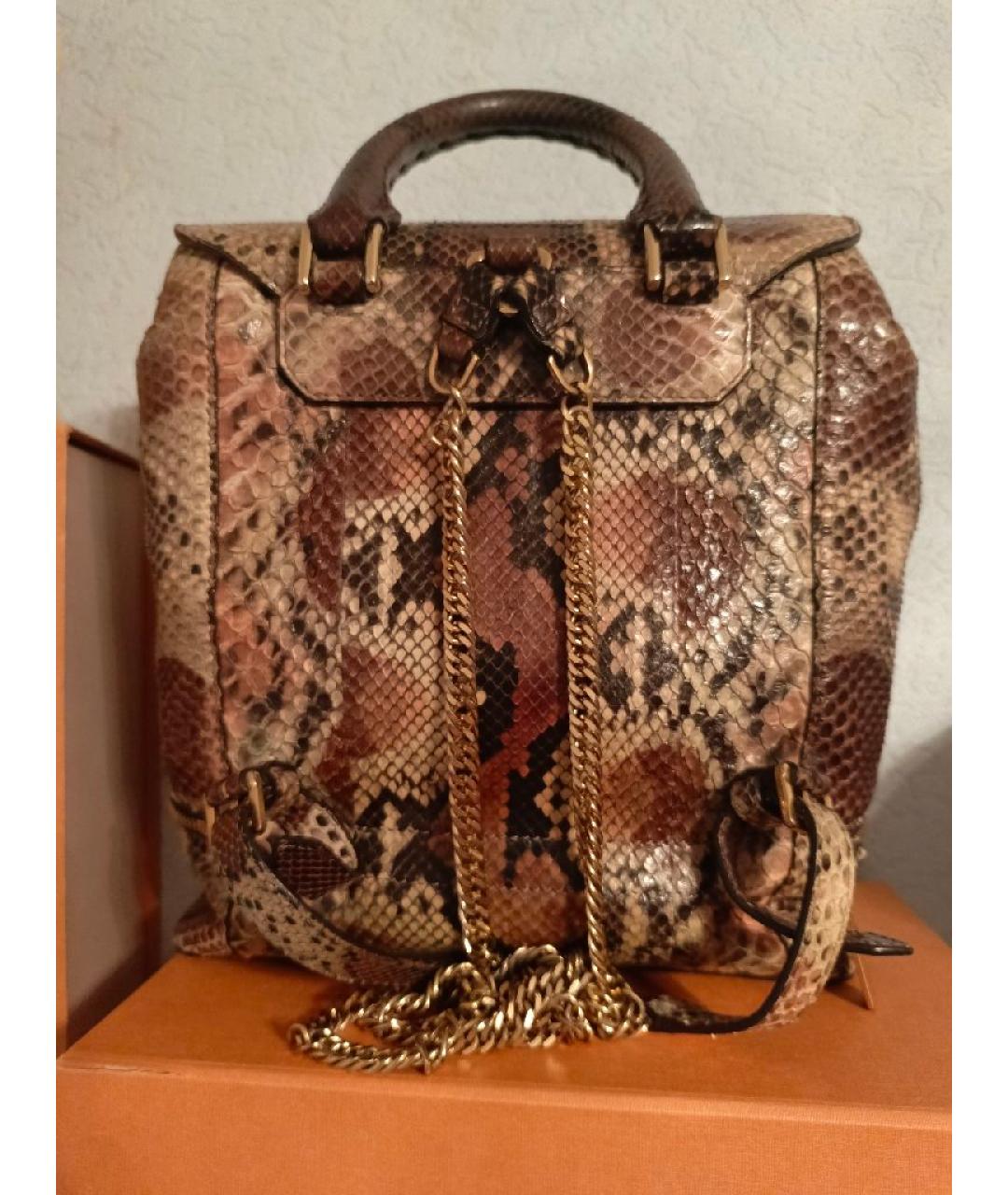 ALEXANDER MCQUEEN Коричневый рюкзак из экзотической кожи, фото 3
