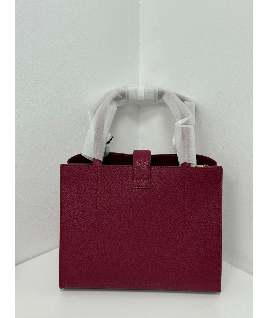 FURLA Бордовая кожаная сумка с короткими ручками, фото 2