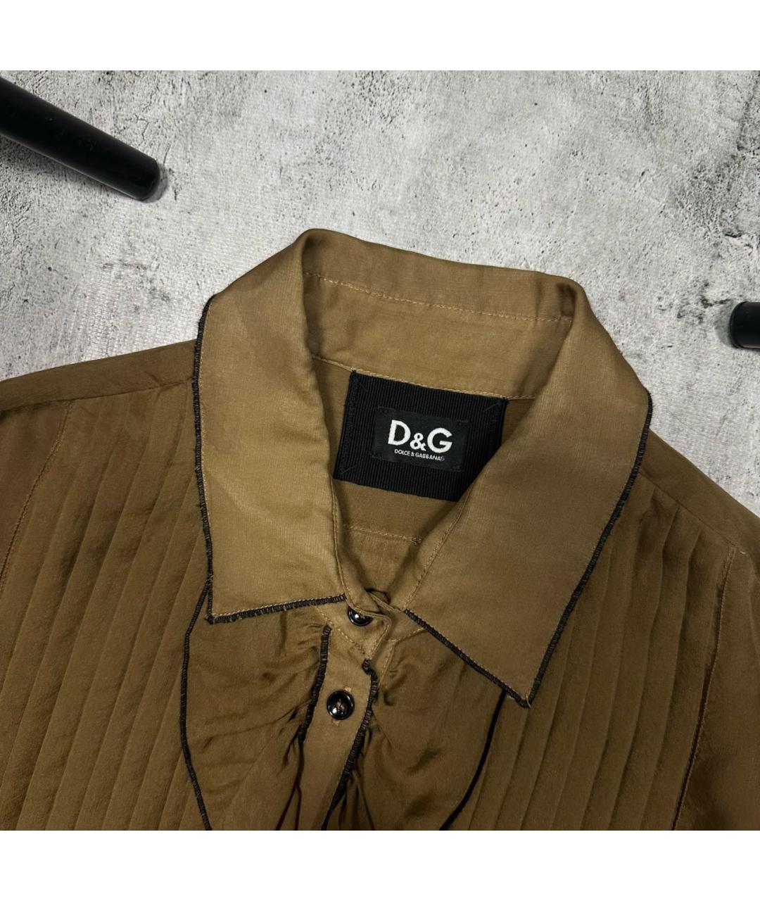 DOLCE&GABBANA Горчичная шелковая рубашка, фото 5