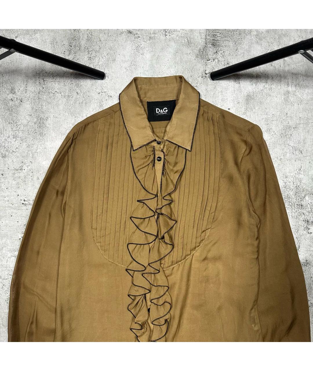 DOLCE&GABBANA Горчичная шелковая рубашка, фото 3