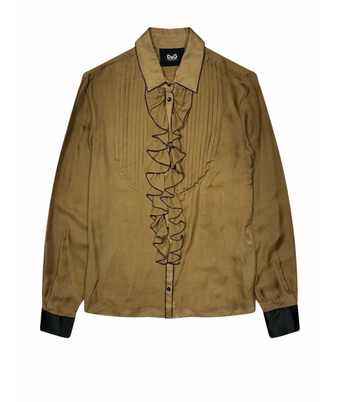DOLCE&GABBANA Горчичная шелковая рубашка, фото 1