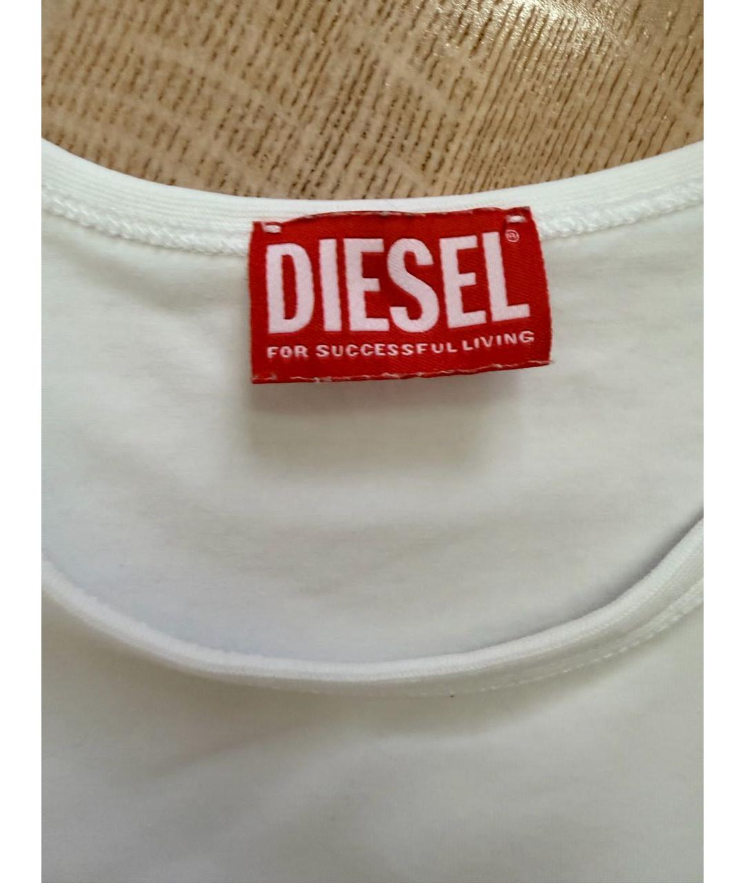 DIESEL Белая хлопко-эластановая футболка, фото 7