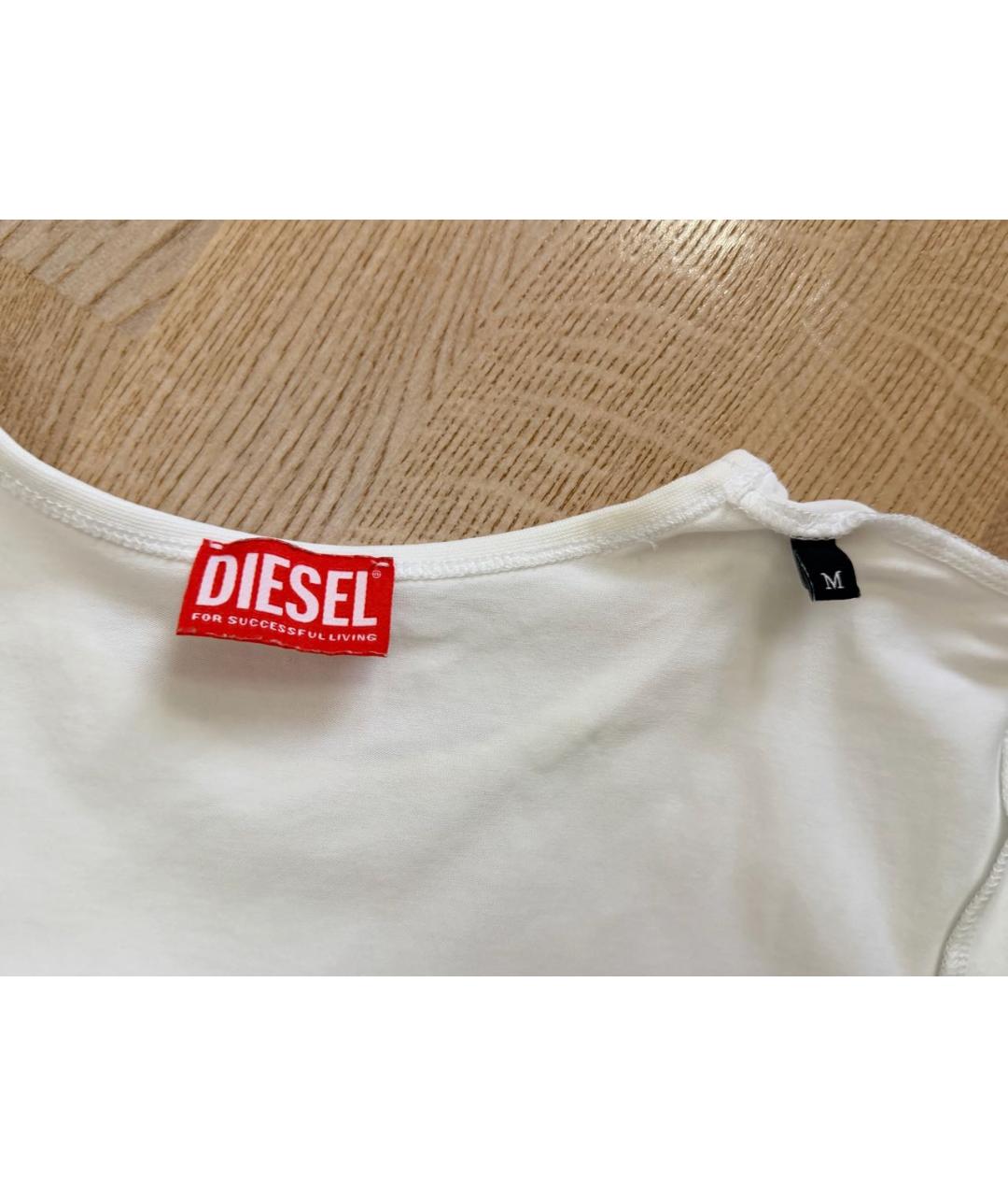 DIESEL Белая хлопко-эластановая футболка, фото 3