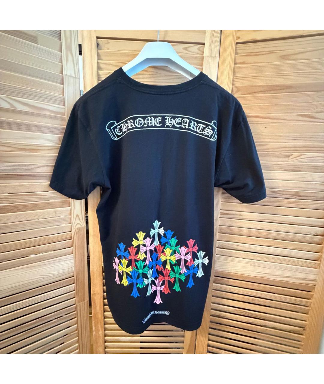 CHROME HEARTS Черная хлопко-эластановая футболка, фото 4