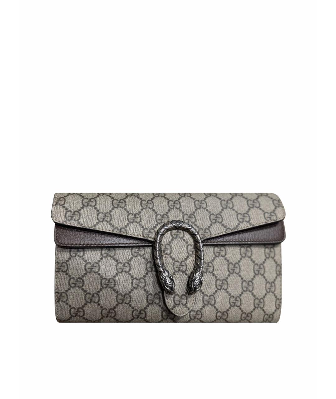 GUCCI Бежевая жаккардовая сумка через плечо, фото 1