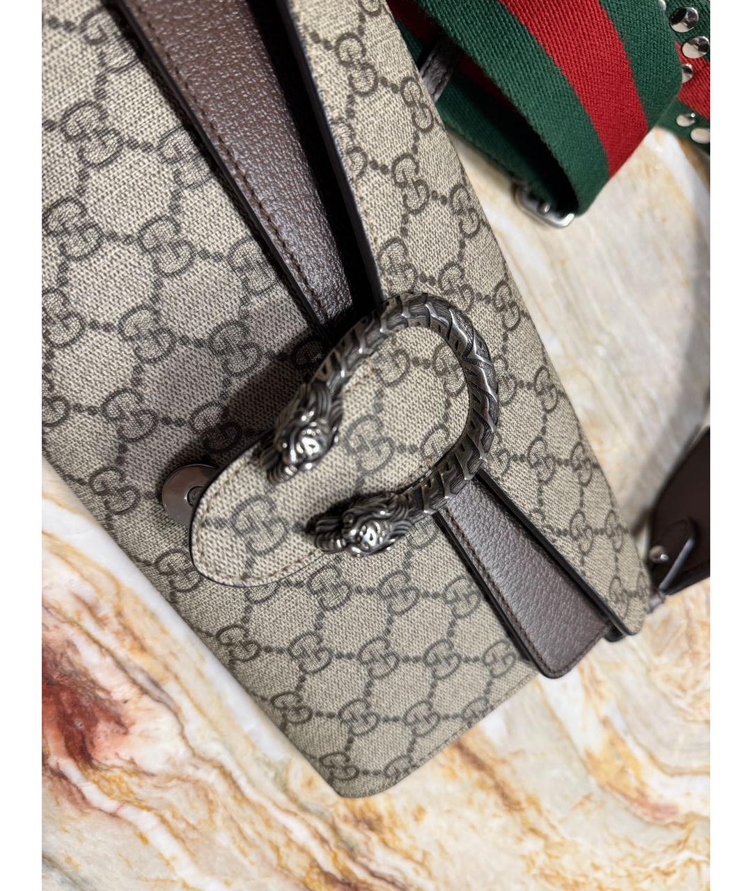 GUCCI Бежевая жаккардовая сумка через плечо, фото 5