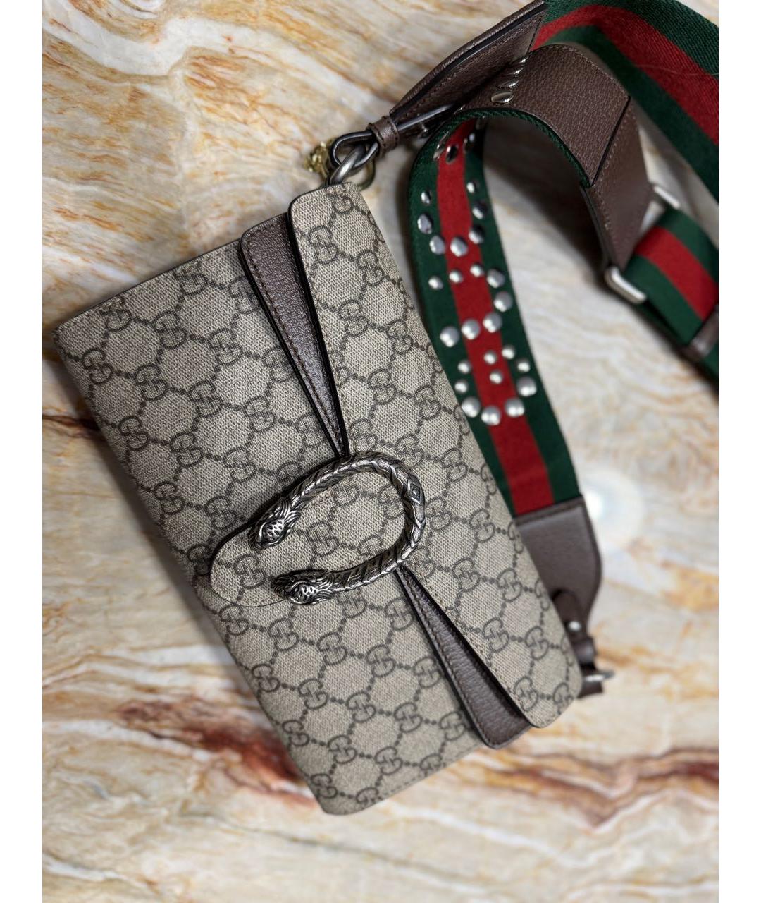 GUCCI Бежевая жаккардовая сумка через плечо, фото 6