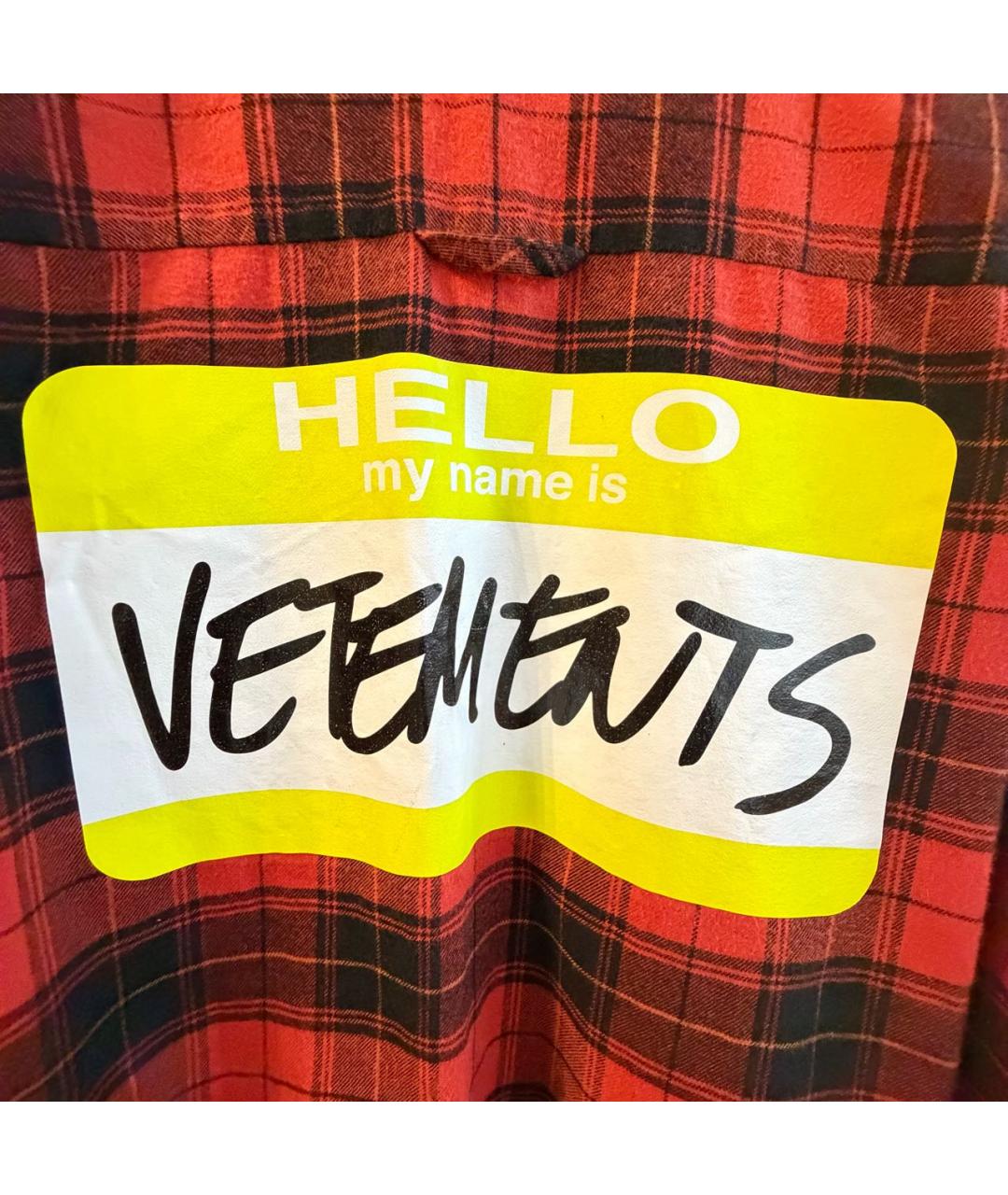 VETEMENTS Красная хлопко-полиэстеровая кэжуал рубашка, фото 3