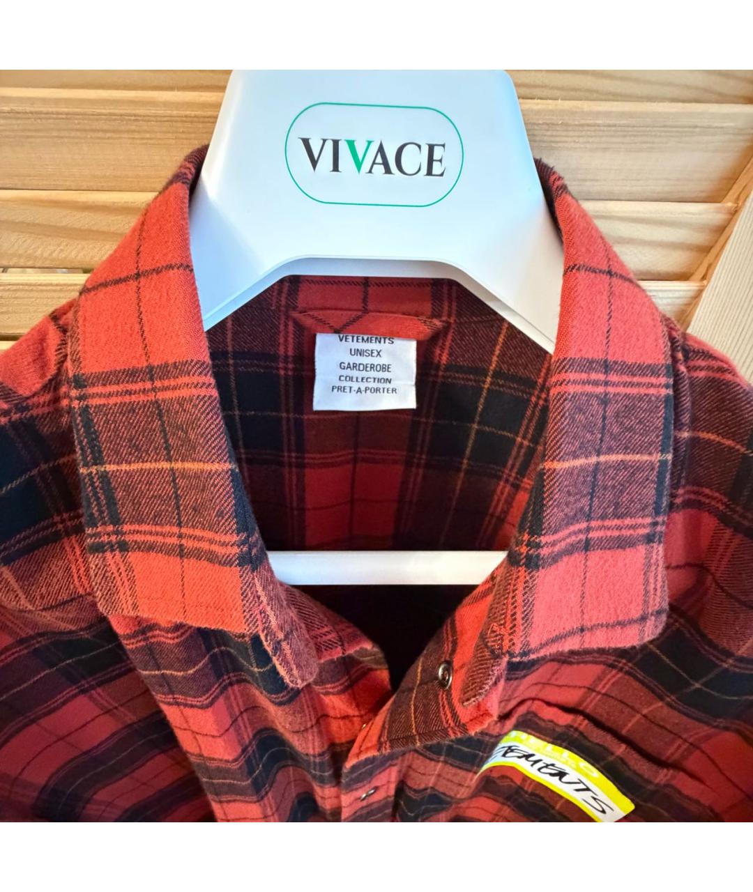 VETEMENTS Красная хлопко-полиэстеровая кэжуал рубашка, фото 4