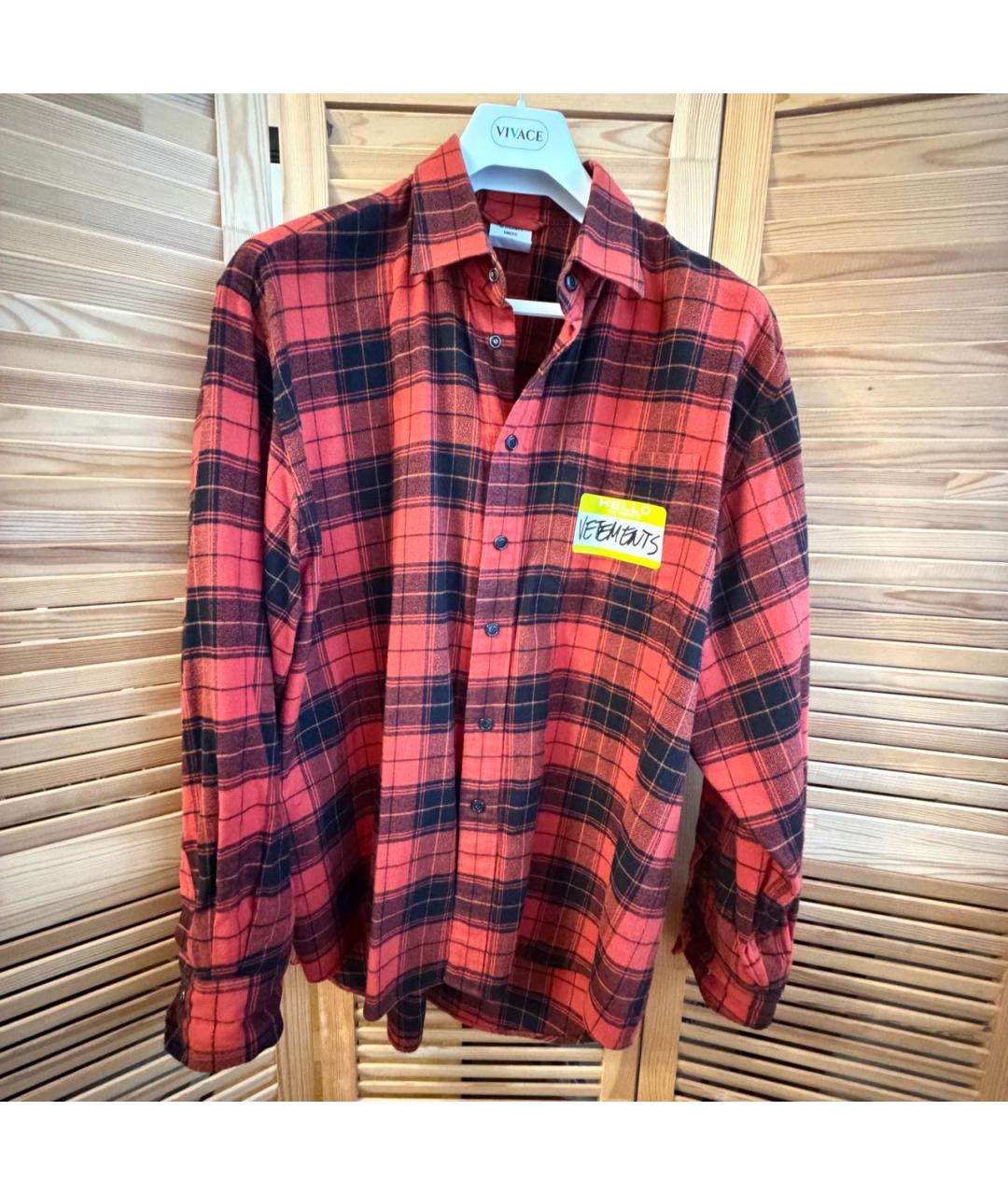 VETEMENTS Красная хлопко-полиэстеровая кэжуал рубашка, фото 5