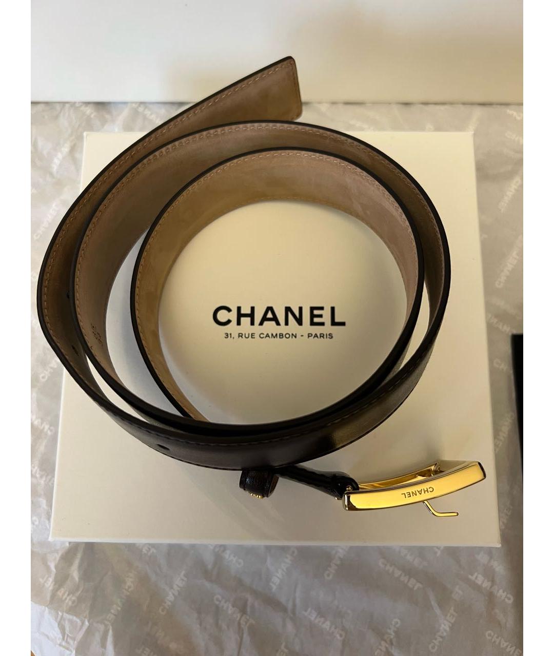 CHANEL Коричневый кожаный ремень, фото 4