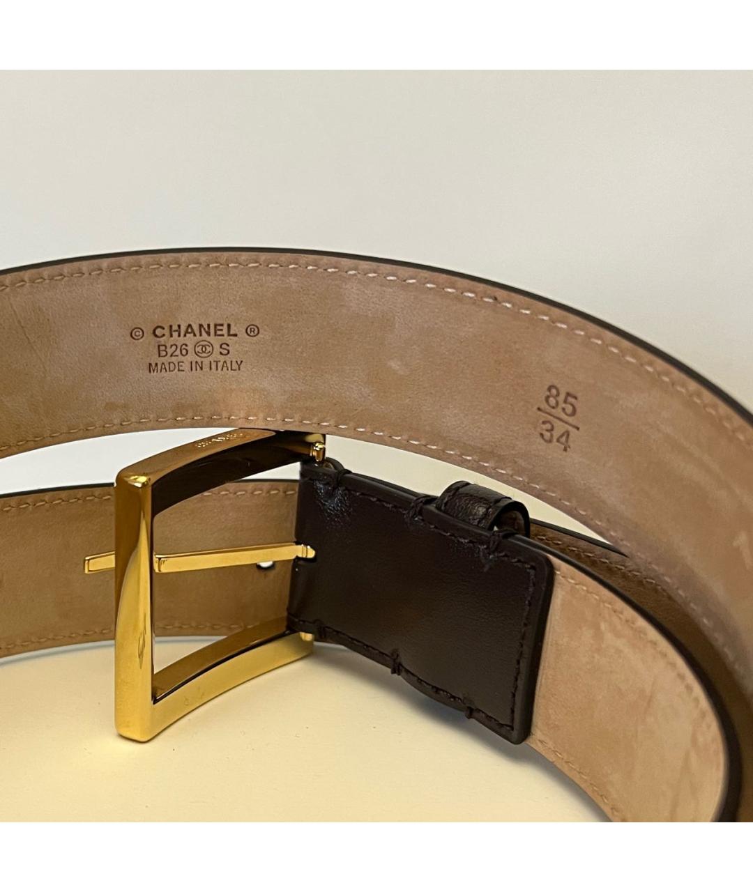 CHANEL Коричневый кожаный ремень, фото 3