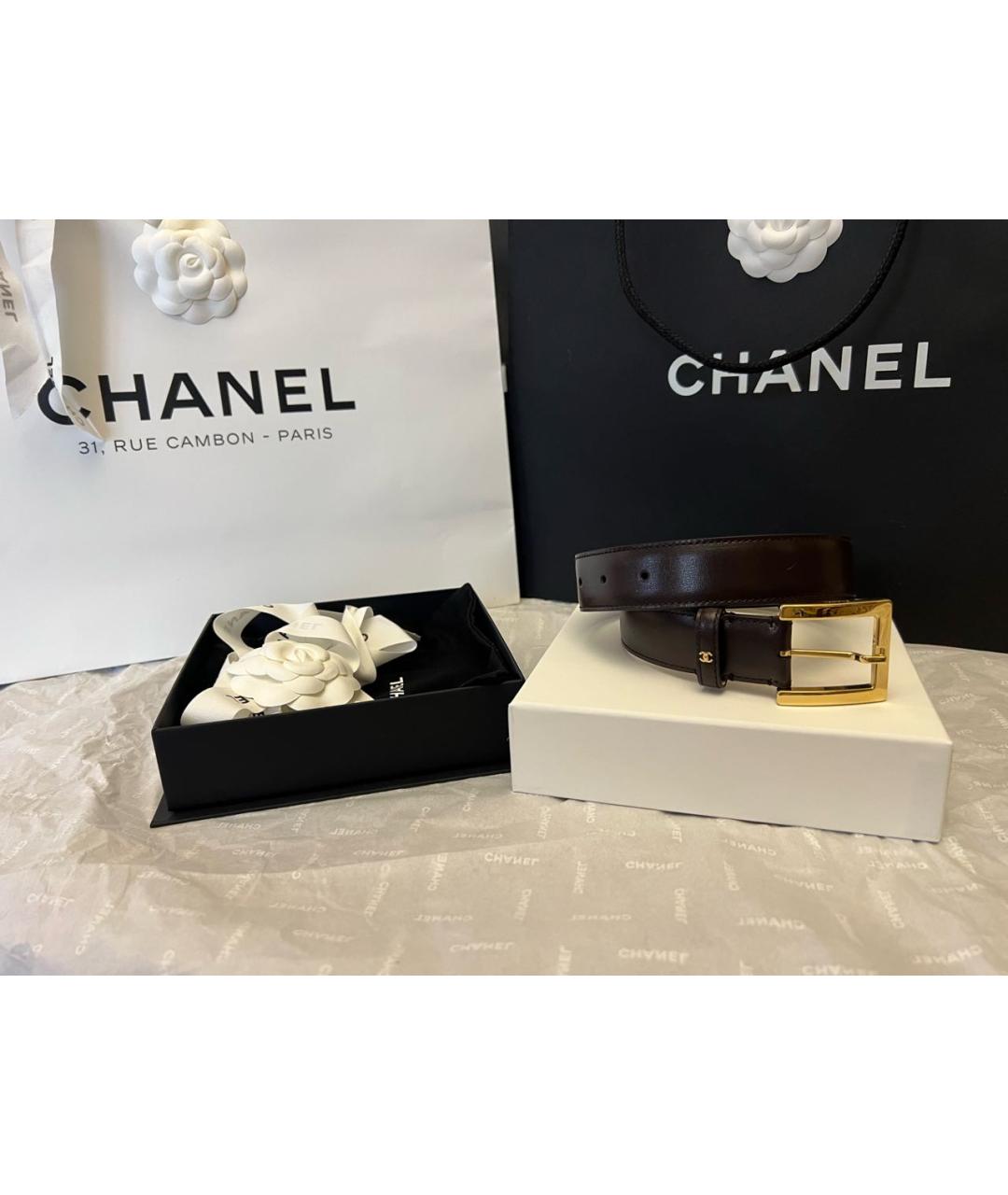 CHANEL Коричневый кожаный ремень, фото 5