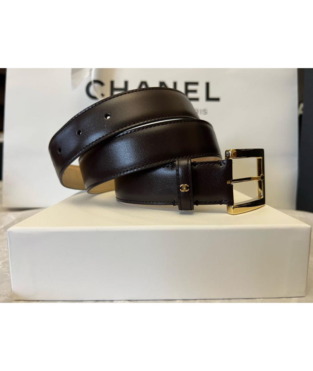 CHANEL Коричневый кожаный ремень, фото 9
