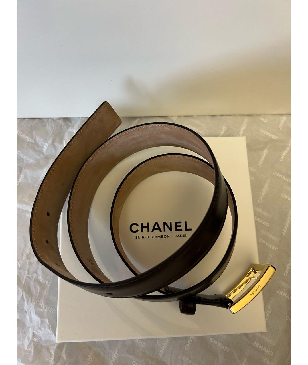 CHANEL Коричневый кожаный ремень, фото 6