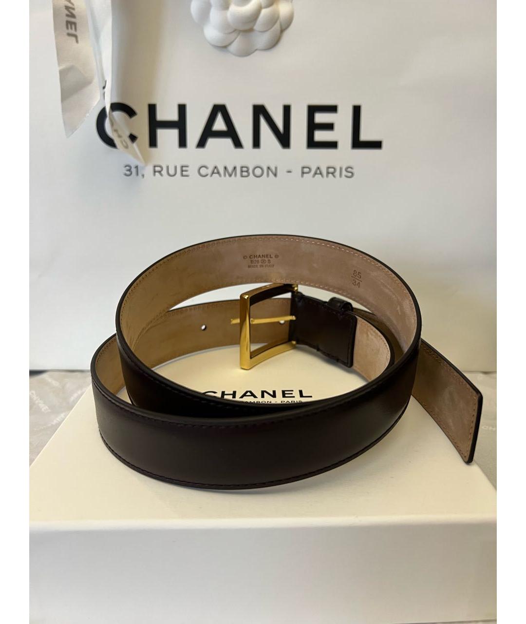 CHANEL Коричневый кожаный ремень, фото 7
