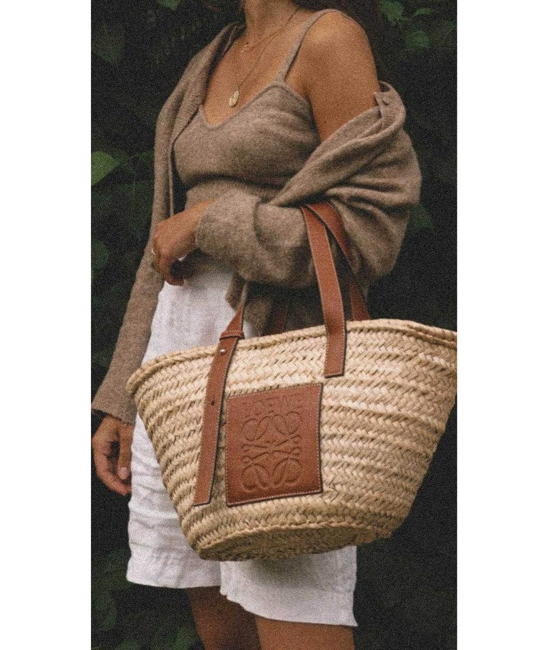 LOEWE Бежевая плетеная сумка через плечо, фото 4
