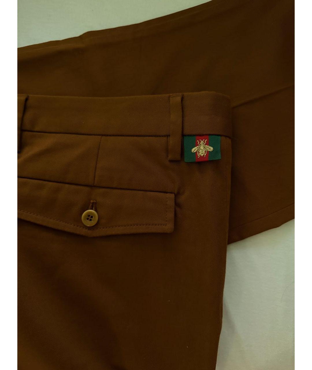 GUCCI Коричневые хлопковые прямые брюки, фото 3