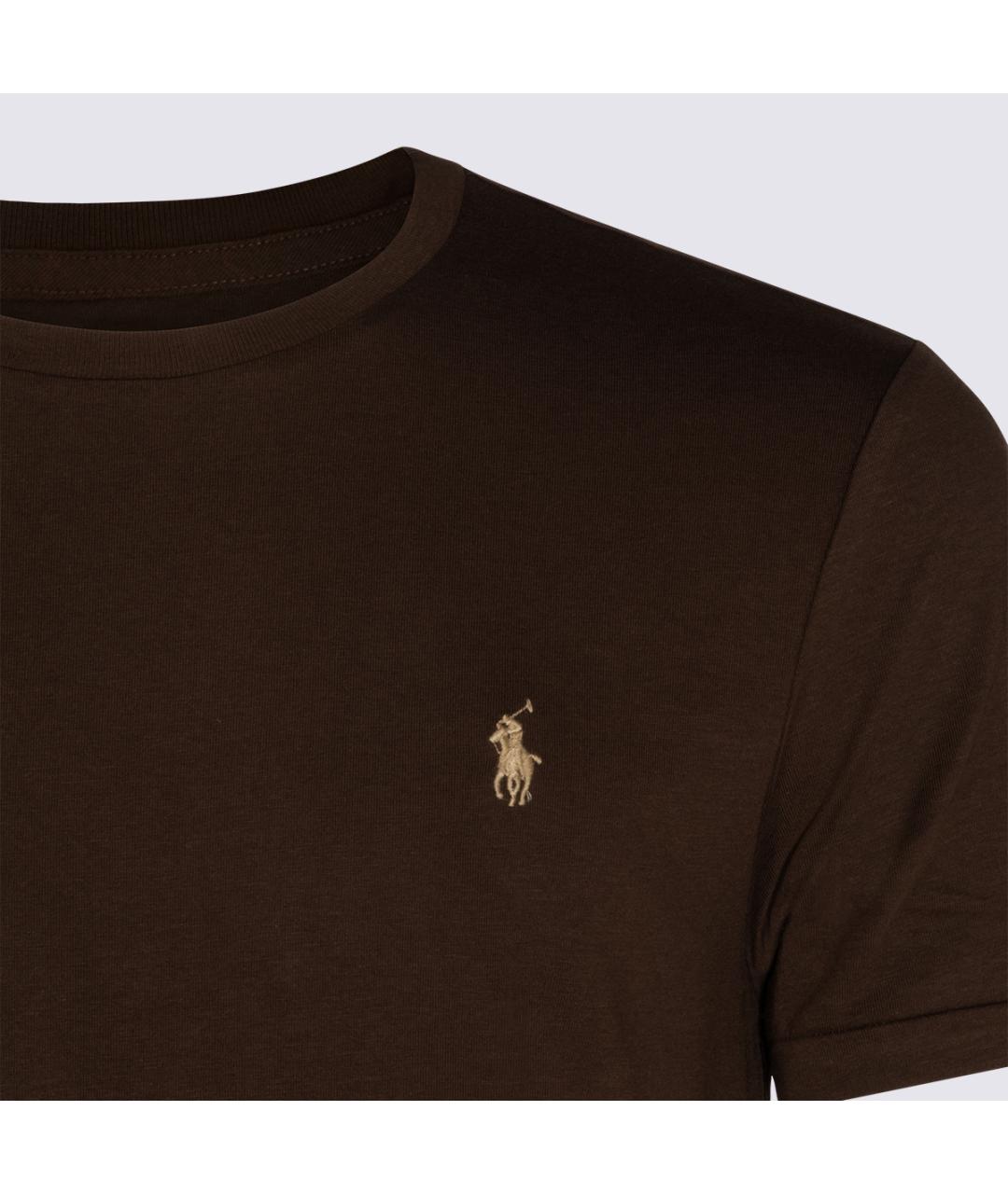 POLO RALPH LAUREN Коричневая хлопковая футболка, фото 3