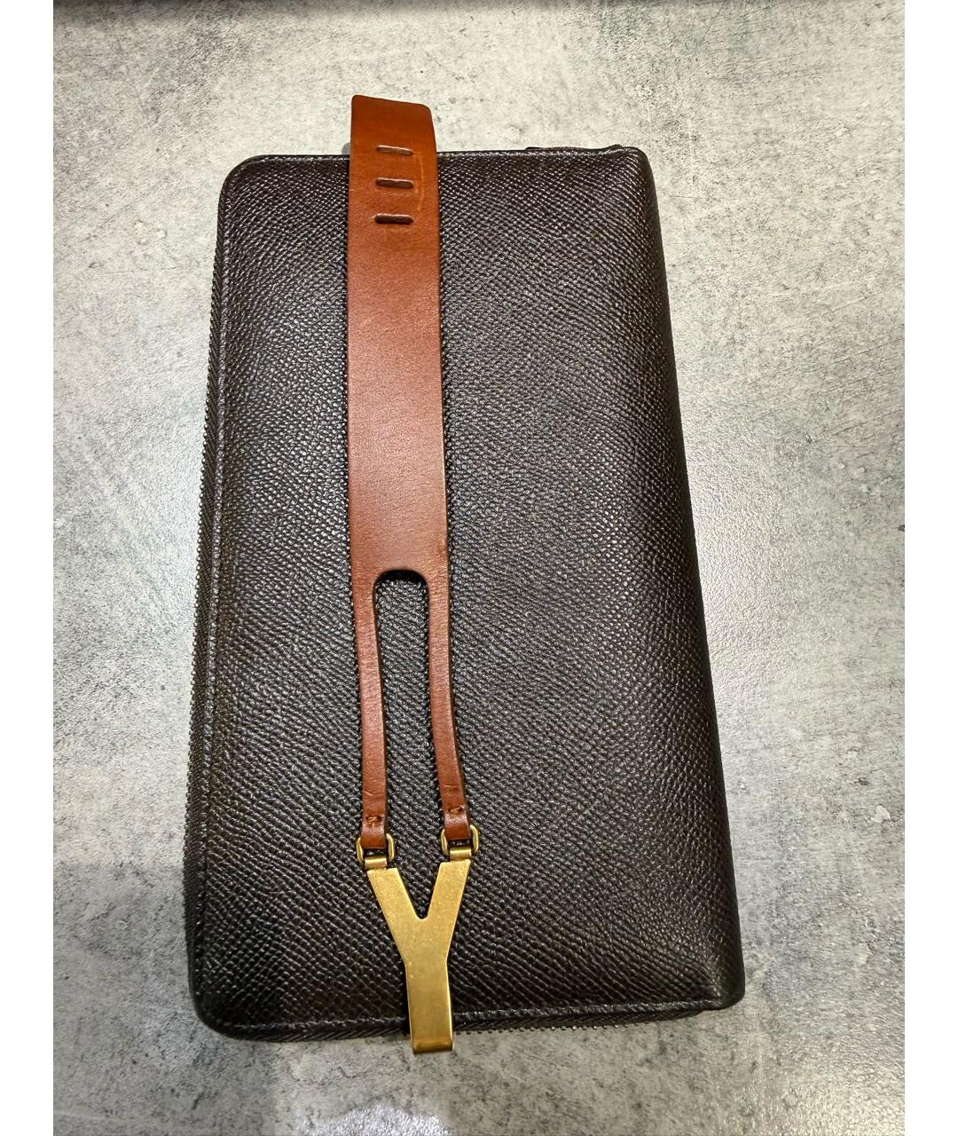 SAINT LAURENT Коричневый кожаный браслет, фото 4