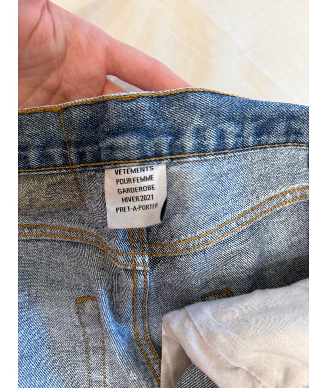 VETEMENTS Темно-синие хлопковые прямые джинсы, фото 3