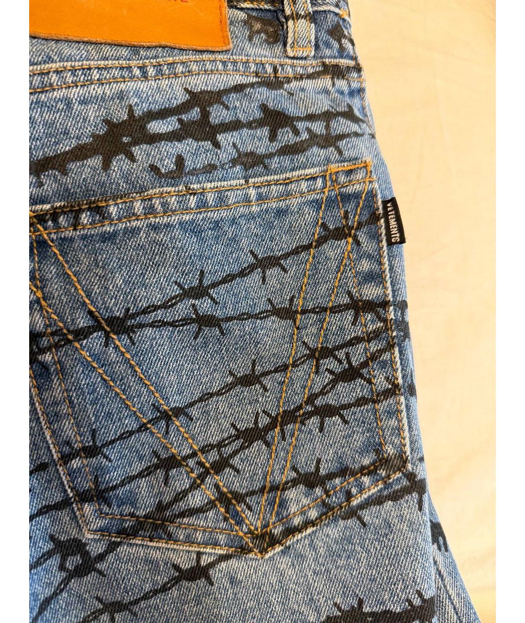 VETEMENTS Темно-синие хлопковые прямые джинсы, фото 2