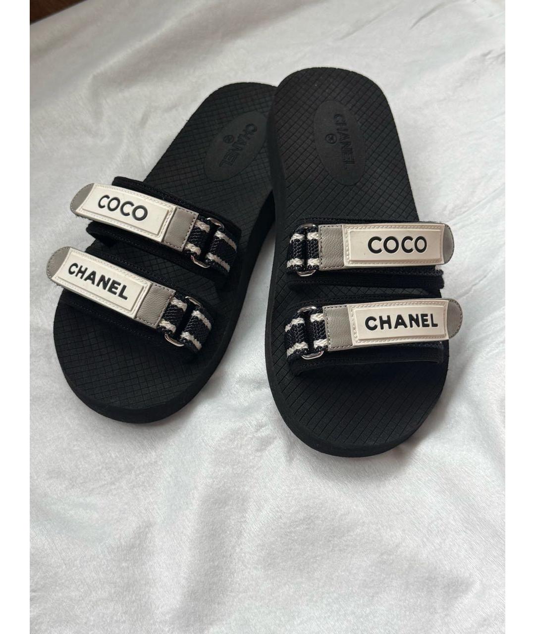 CHANEL Черные шлепанцы, фото 4