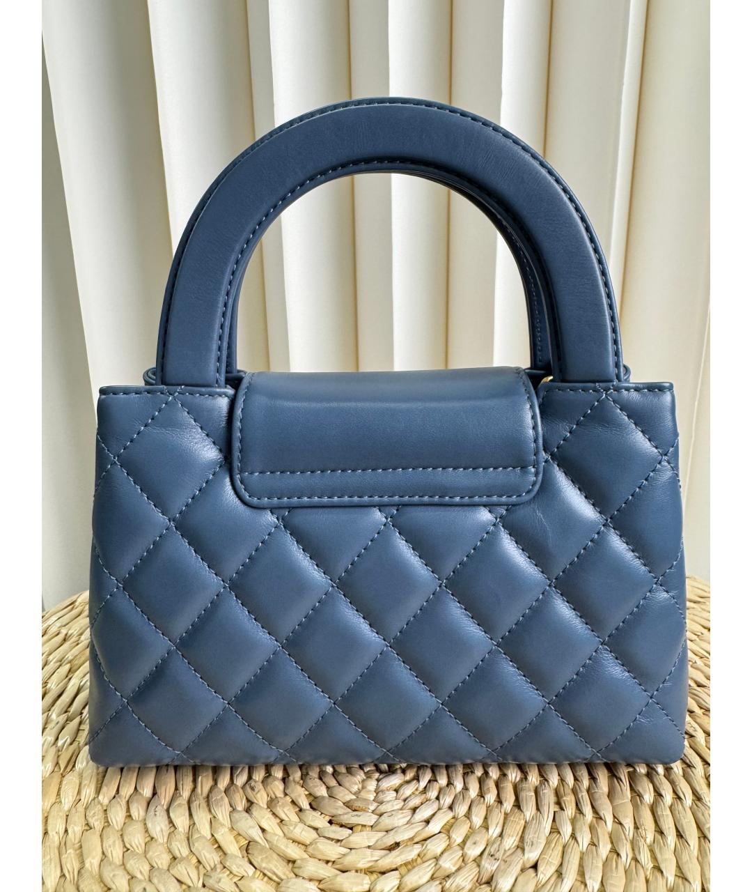 CHANEL Голубая кожаная сумка тоут, фото 2