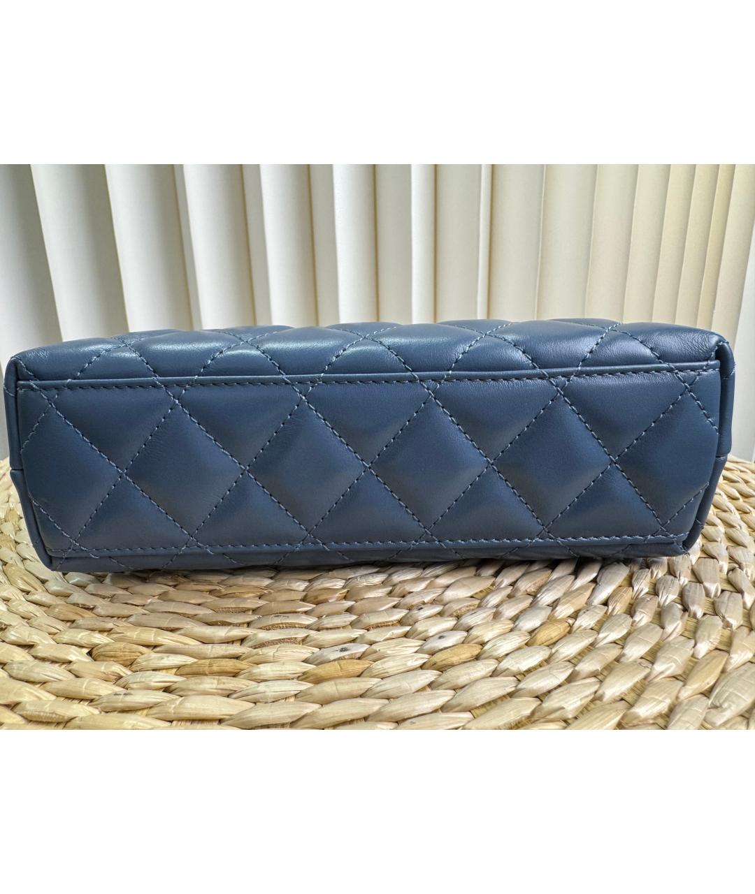 CHANEL Голубая кожаная сумка тоут, фото 3