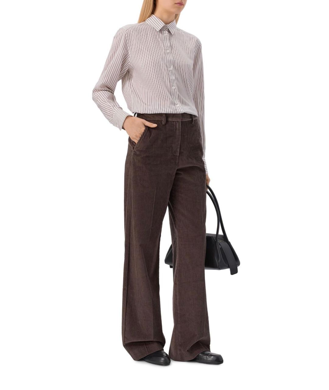 WEEKEND MAX MARA Коричневые хлопковые прямые брюки, фото 7