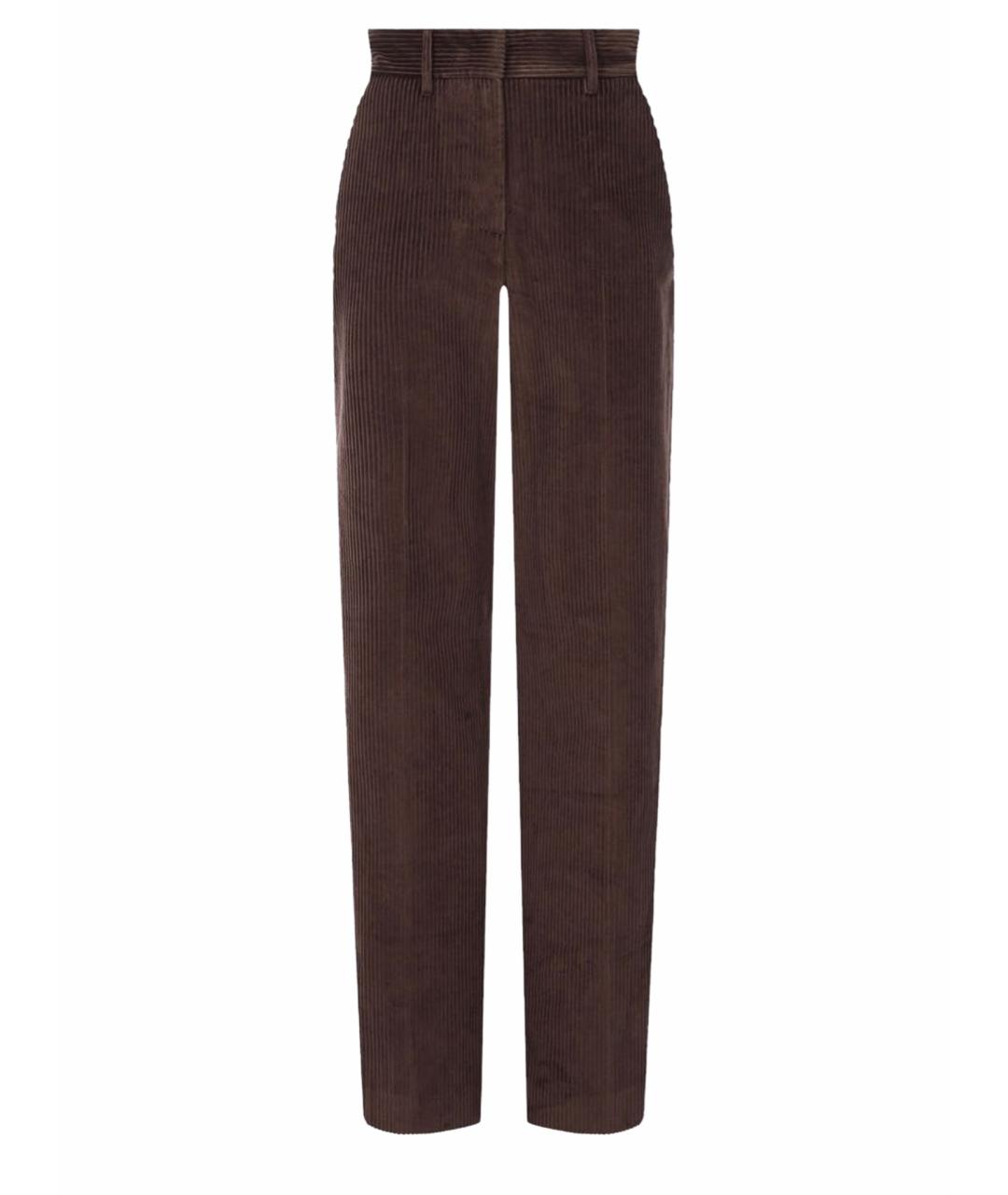 WEEKEND MAX MARA Коричневые хлопковые прямые брюки, фото 1