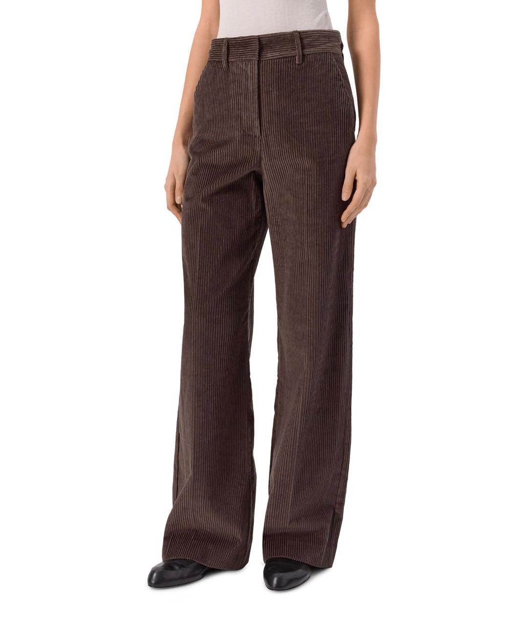 WEEKEND MAX MARA Коричневые хлопковые прямые брюки, фото 6