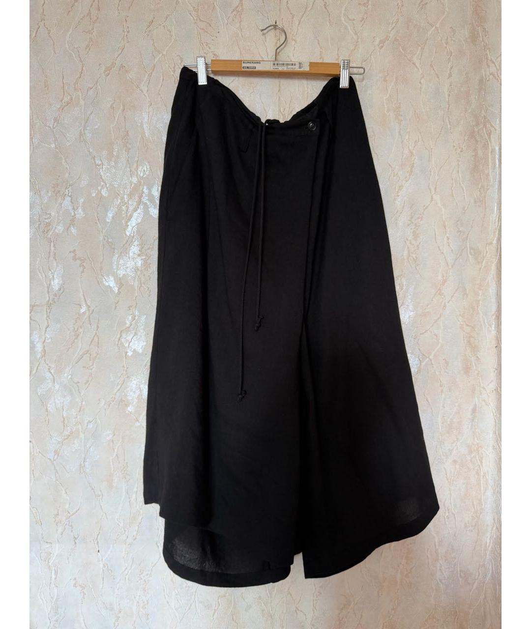 YOHJI YAMAMOTO Черные льняные брюки широкие, фото 3