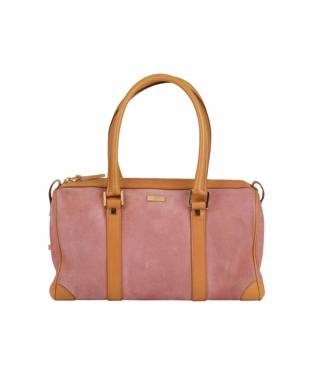 GUCCI Розовая замшевая сумка с короткими ручками, фото 1