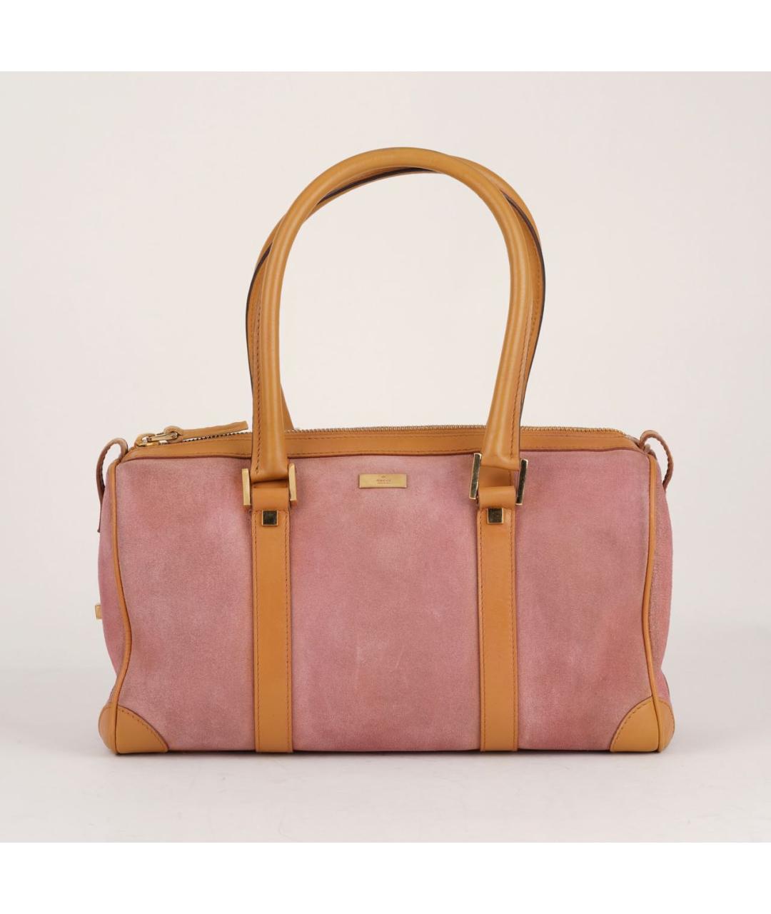 GUCCI Розовая замшевая сумка с короткими ручками, фото 9