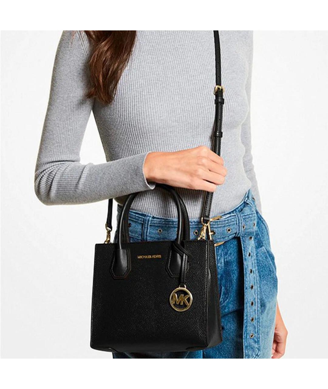 MICHAEL KORS Черная кожаная сумка через плечо, фото 2