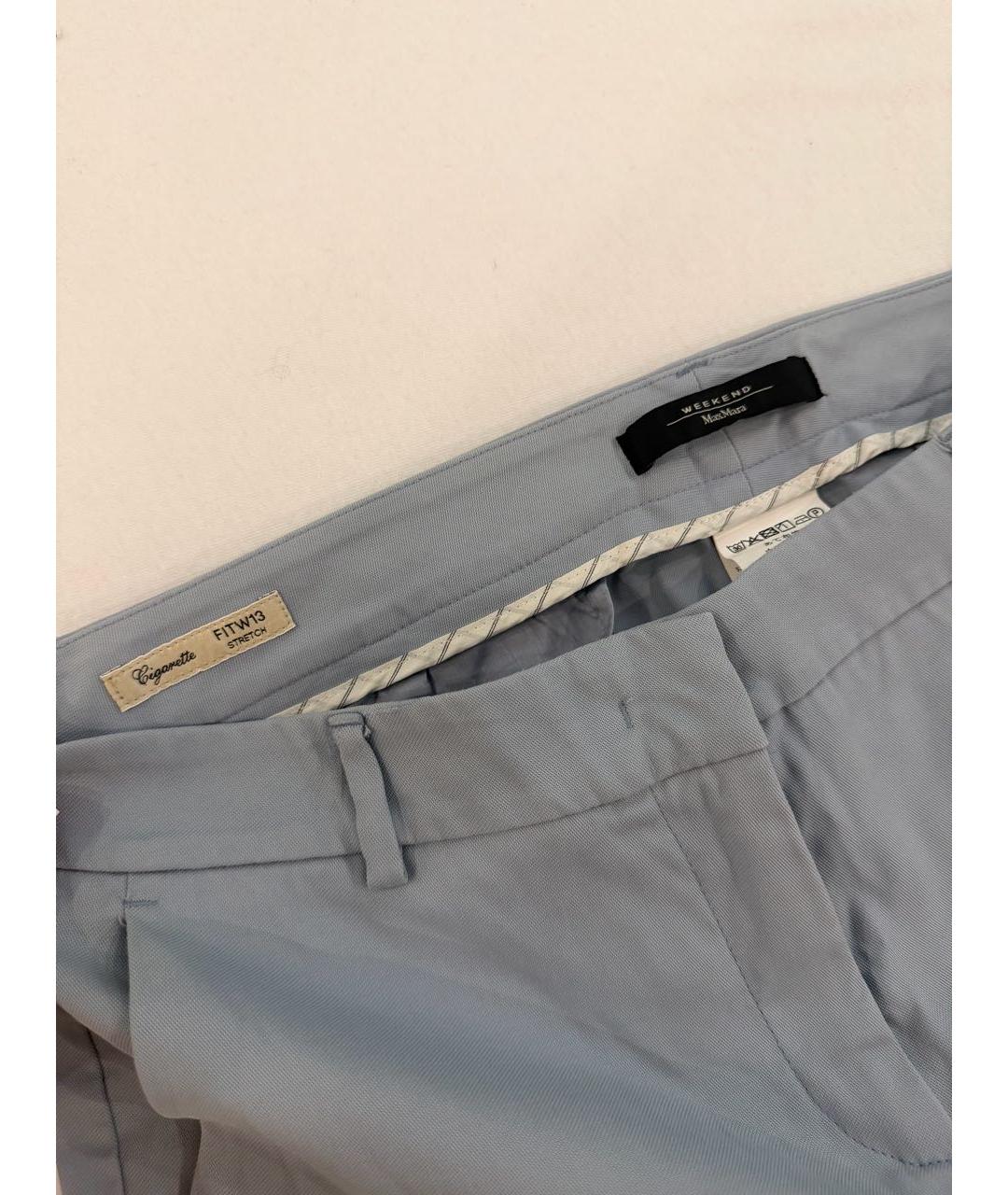 WEEKEND MAX MARA Голубые хлопковые прямые брюки, фото 2