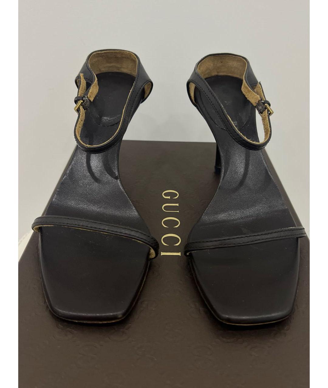 GUCCI Черные кожаные босоножки, фото 3