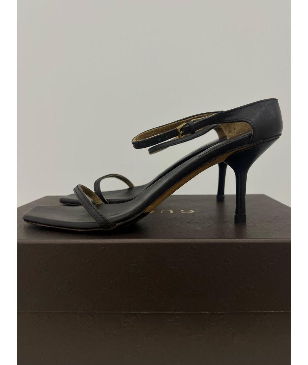 GUCCI Черные кожаные босоножки, фото 4