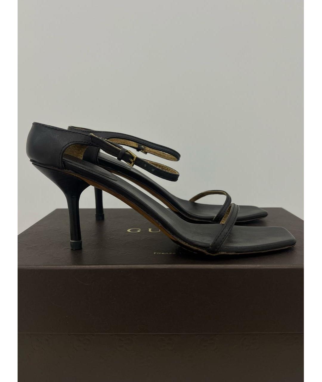 GUCCI Черные кожаные босоножки, фото 2